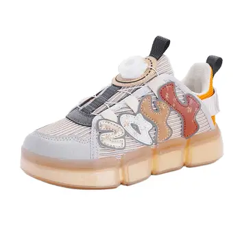 חדש בנים & בנות ילדים נעלי אופנה סיבוב כפתור ילדים נעלי ספורט מזדמנים אויר רשת לנשימה גודל 28-38