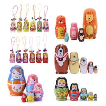 5 סט בובות קינון רוסיות צבע צבוע בעבודת יד מעץ Matryoshka בובות קישוט התינוק צעצוע בובת ילדה עיצוב הבית מתנות לילדים