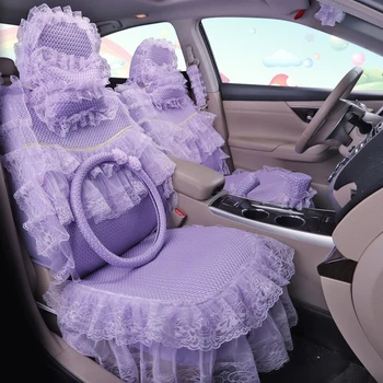 Kawaii סגול כיסויים לרכב מגדיר עבור נשים בנות סט מלא פנים חמוד קישוט מגן אביזרים עבור טויוטה קורולה