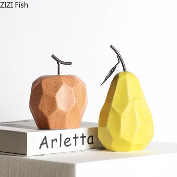 גיאומטריות השטח תפוח אגס פסל קרמיקה עבודות יד השולחן קישוט פירות קישוטים יצירתיים מספר סגנונות תפוח/אגס פיסול
