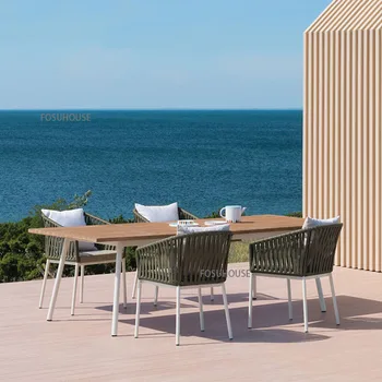 שלושה חתיכת סט ריהוט גינה מרפסת שולחן מודרני פשוט יצירתי פנאי מסעדה קש כיסא גן החוף הכיסא TG