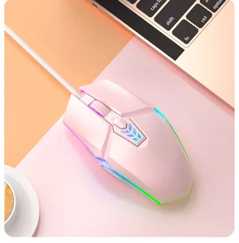 חוט עכבר המשחקים שקט Mause ארגונומי עם תאורה אחורית מיני מאוס על מחשב נייד מחשב גיימר שקט העכבר