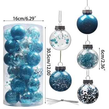 עץ חג המולד קישוטים בכחול 30pcs/קופסא שקופה כדורי חג המולד קישוטים להגדיר עבור חג המולד פסטיבל בבית F1FB