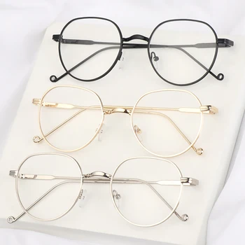 בציר קלאסי מתכת קוצר ראיה משקפיים האולטרה אופנה סביב מסגרת משקפיים שטוח המראה למשקפי קצר ראייה משקפיים -1.0~-4.0
