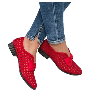 2023 קיץ מזדמן נשים סנדלי חור נעלי עקב נמוך של נשים Bowknot חלול נשים רווקים נעלי נשים החלקה נעליים