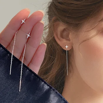 מגמה ארוך חוט ציצית חוט שרשרת לטפס כוכב לב כוכב תליונים זרוק עגילים של נשים בקו ישר תלוי Earings תכשיטים