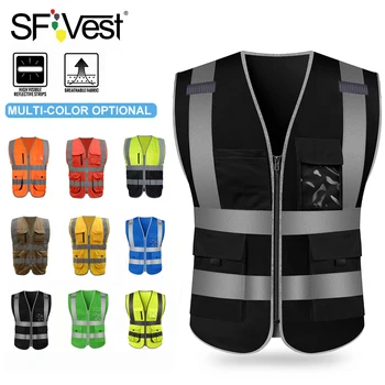 SFVest ניראות גבוהה רעיוני חגורת בטיחות בטיחות, בגדי עבודה רעיוני וסט מרובה כיסים Workwear בטיחות הז ' קט גברים