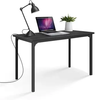 פשוט דלוקס עם עיצוב מודרני, סגנון פשוט, שולחן למשרד הביתי מחשב, שולחן עבודה, לימודים, כתיבה או משחקים, שחור