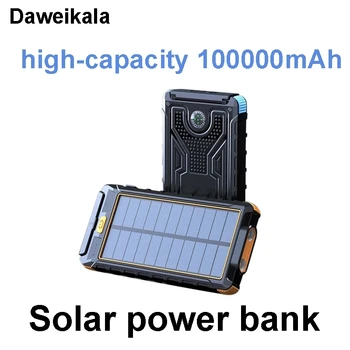 חדש פאנל סולארי כוח הבנק 100000mAh מצפן חיצוני עמיד למים החגורה טעינה אלחוטית סופר מהיר רב-כוח הבנק