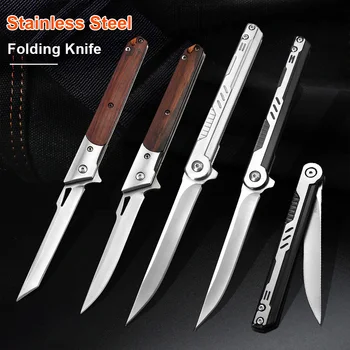 סכינים מתקפלים 4 אינץ ' נייד סכין היג נירוסטה סכין שף סכיני מטבח חיצוני קמפינג סכין ציד בישול קליבר