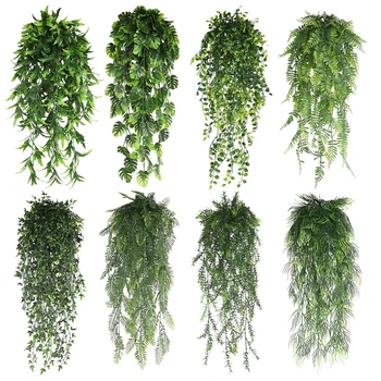 מלאכותי גפן צמחים תלויים אייבי עלים ירוקים ענפי גינה חיצונית קישוט הבית מזויף צמחייה מפעל אביזרים לבית