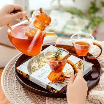 נורדי ספלי תה להגדיר עמיד בחום זכוכית תה מים בסיר עם קפה תה חימום קר קומקום מסנן סלים ספל קומקום תה
