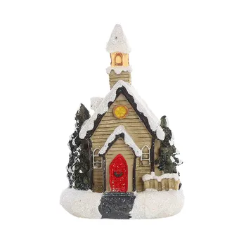 מיני מולד קישוט הבית עם Led מתנות חג המולד מקושט עם שלג בחורף עיצוב הבית שלג Adornos Navideños 2023