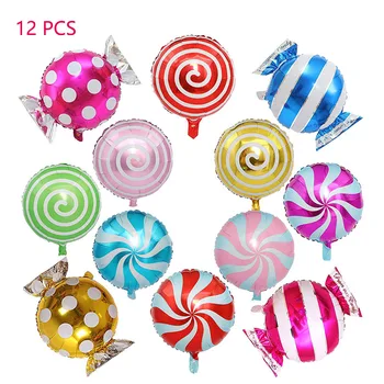 12pcs/סט ממתקים צבעוניים רדיד בלונים Lollipop טחנת הרוח הליום בלון מסיבת יום הולדת קישוט מקלחת תינוק ילדים מנופח צעצוע