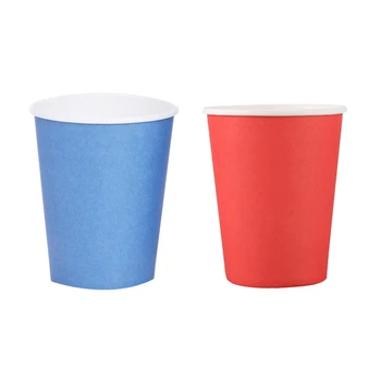 40 יח 'כוסות נייר (9Oz) - רגיל מוצק צבעים מסיבת יום הולדת שולחן קייטרינג, 20 יח' כחול & 20 יח ' אדום.