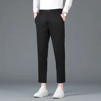 2021 חדשה סתיו חורף גברים סגנון קוריאני אופנה גברים קלאסי עסקים חליפת מכנסיים זכר מזדמן ישר מוצק מכנסיים ארוכים S35