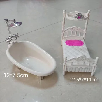 עבור ברבי, בובת צעצוע מיני אביזרים בסגנון אירופאי כילה נגד יתושים הנסיכה המיטה אמבטיה ריהוט ילדים משחקים בבית