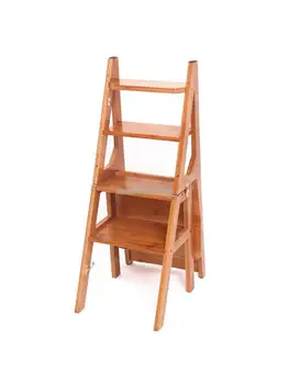 משפחת אורן מהכסא אדרה סולם עץ מלא מתקפל הסולם פונקציה רב מדרגות הצואה ארבע קומות לטפס בסולם