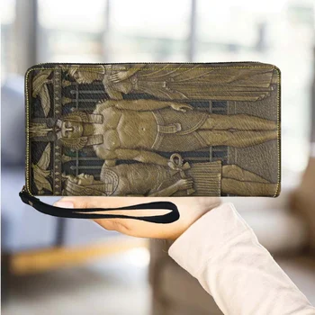 מצרים העתיקה, אמנות הדפס בנות זמן הארנק מעצב יוקרתי מעור בנות ארנק בעל כרטיס נייד טלפון המצמד Portefeuille