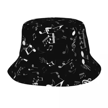 רחוב שחור ולבן תווי המוסיקה דפוס דלי כובעים לשני המינים חיצוני קל משקל ספורט השיר דיג דיג כובע בוב הכובע