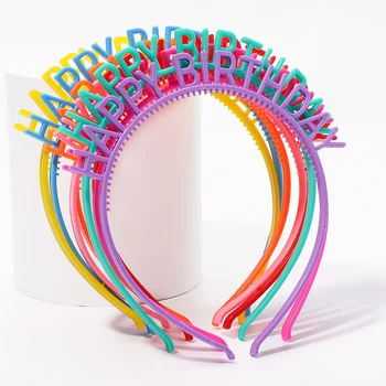 5pcs/lot יום הולדת שמח פלסטיק Headbands בנות Hairbands יום הולדת שמח Headbands מסיבה טובה אביזרי שיער הכובעים הסיטוניים