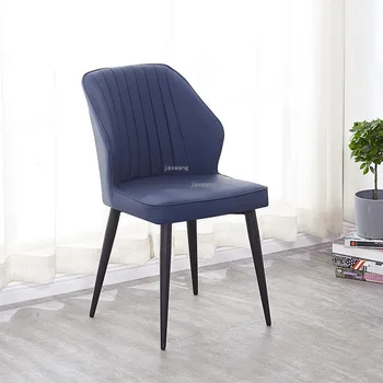 נורדי האוכל הכיסא יצירתי ברזל גבוה, רגליים רהיטים למטבח פינת אוכל כיסא פשוט הפנאי המודרני עור משענת שולחן כתיבה וכיסא