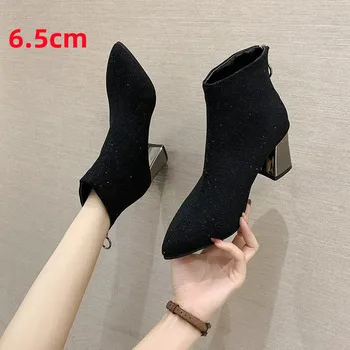 Sapatos Femininas פאטוס דה Mujer נשים מזדמנים שחור זמש איכותי כיכר הברך העקב גבוהות מגפי גברת גריי המגניב נעליים G718