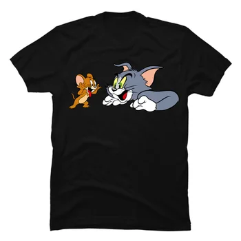 חתול טום ג ' רי עכבר חולצת טי לגברים היפ הופ אופנת רחוב Kawaii הדפסת יוניסקס אופנה חולצת טי אופנתי מזדמן גברים נשים גרפי החולצות.