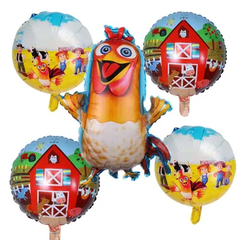 עוף פורח רפת בחורה טרקטור רדיד Ballons יום הולדת שמח. מסיבת חיות מחמד חלום Rangeland La Granja זנון מסיבה