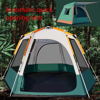 המשפחה נסיעות אוהל חדש שדרוג אוטומטי קמפינג אוהל חיצוני עמיד למים, אנטי-UV משושה גדול האוהל קל התקנה מיידית מסיבה