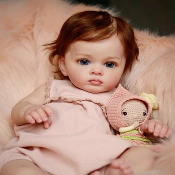 23in סימולציה בובה מציאותי לבן מחדש עם 3D עור הפנים & מטלטלין הידיים הרגליים בד גוף לתינוק בגיל 1M/3M/6M