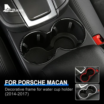 Chrome ABS ברכב מרכז שליטה מים לכוס מסגרת כיסוי עבור פורשה Macan 2014-2023 לקצץ פנים עיצוב אביזרי רכב