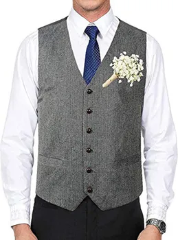 6-כפתור 1 יח ' גברים של החזייה אדרה חליפה וסט V-צוואר Oversize התאמה אישית חתונה בגדים ללבוש למסיבה חליפה וסט מותאם