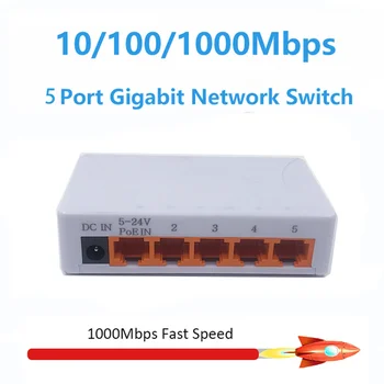 5 נמל 1000Mbps רשת Gigabit מתג Ethernet חכם Switcher ביצועים גבוהים RJ45 רכזת אינטרנט ספליטר