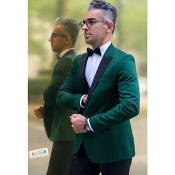 ירוק בלייזר רק גברים מעיל החליפה Slim Fit עם שחור שאיפה/Custom Made גודל צבע רשמי קלאסי ' קט גברים מזדמנים יומי בגדים