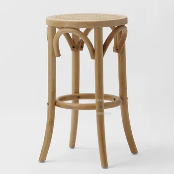 נורדי עץ מלא קש בר כסאות פשוטים פנאי משענת עיצוב גבוהה כסא בר המלון המודרני Cadeira בר רהיטים GPF55YH