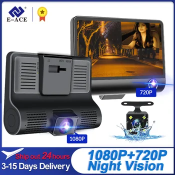 E-אייס B28P רכב DVR 3 מצלמות עדשה 4.0 אינץ דאש מצלמה כפול עדשה Suppor האחורית מצלמת וידאו מקליט אוטומטי Registrator Dash Cam