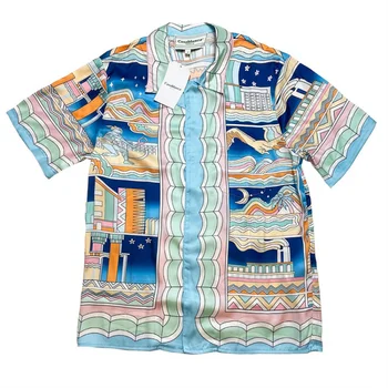 חדש קזבלנקה חולצת גברים נשים 1:1 איכות הטוב ביותר חוף הוואי חולצות משי