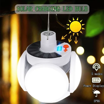נייד LED אור שמש נטענת USB חיצוני קיפול מנורה עמיד למים הנורה חיפוש קמפינג גן אורות לפיד מנורת חירום