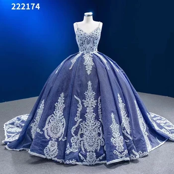Serene Hill אור כחול סקסי רצועות ספגטי תחרה חרוזים תחרה שמלות כלה שמלת החתונה 2023 באיכות גבוהה בהזמנה אישית HM222174