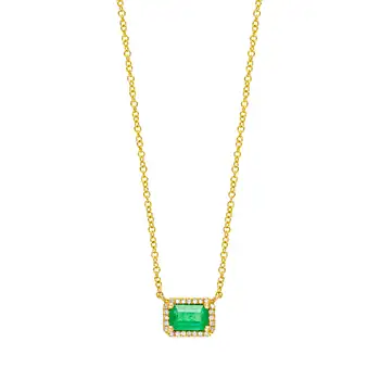 ערבות כסף סטרלינג 925 הבחורה נשים בסדר תכשיטים גיאומטריים מלבן ירוק הילה זרקונים CZ השרשרת