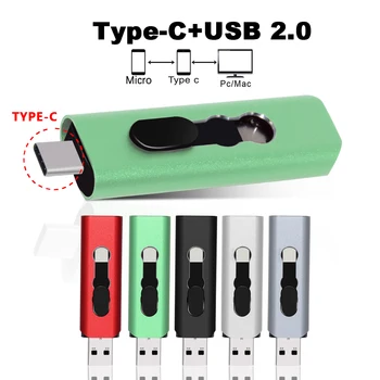 OTG USB כונן הבזק מסוג C כונן עט 512GB 256GB 128GB 64GB 32GB USB 16gb 8gb 4gb Pendrive על סוג C-מכשיר