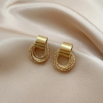 האופנה רטרו זהב מתכתי צבע מרובות מעגל עגילי תליון עבור אישה ילדה 2023 תכשיטים מסיבת מתנות