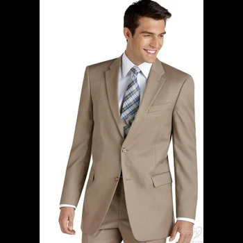האחרון המעיל שאיפה עיצובים חאקי לגברים חליפה רשמית Slim Fit בלייזר Masculino פשוט עדין נשף החתונה החתן טוקסידו 2 חתיכת ז ' קט