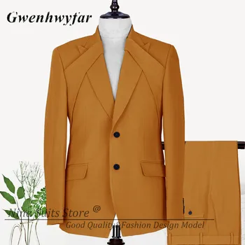 Gwenhwyfar 2 חתיכות להגדיר חליפות גברים צבע כתום 2022 בהתאמה אישית ' קט חזה סימטרי עם לולאה עבור איש המפלגה להראות ביצועים