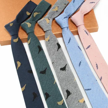 חדשות גרסה קוריאנית של כותנה, קנבוס גברים הרשמית של עניבה חליפה עסקית מזדמן מודפס לקשור המכללה סגנון כל התאמה דפוס קריקטורה