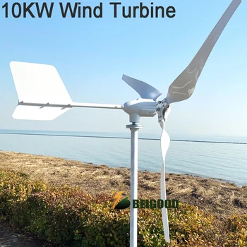 10KW טורבינת רוח גנרטור 3 להבים 10000W 12V 24V 48V 96V אופקי טחנת הרוח בית החווה תלת פאזי חשמלי אלטרנטור