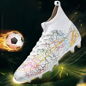 איכות נעלי כדורגל פקקים סי רונאלדו עמיד נעלי כדורגל משקל קל נוח Futsal נעלי ספורט סיטונאי יוניסקס 31-48 גודל