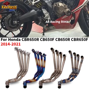להחליק על הונדה CB650F CB650R CBR650 CBR650F 2014-2022 מלא האופנוע מערכת פליטה קדמי באמצע הקישור צינור Espace Moto