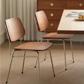נורדי מסעדה עץ מלא אוכל עתיק הכיסא הביתה סלון שולחן כיסא פשוט מעצב ברזל אמנות כיסא המחשב